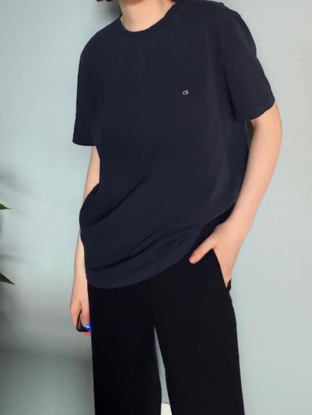 T-shirt plain navy blue Calvin Klein 100% cotton unisex original streetwear